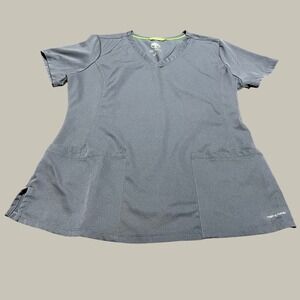 HH Works by Healing Hands Womens Scrub Top Charcoal Grey V-Neck Medium 7710